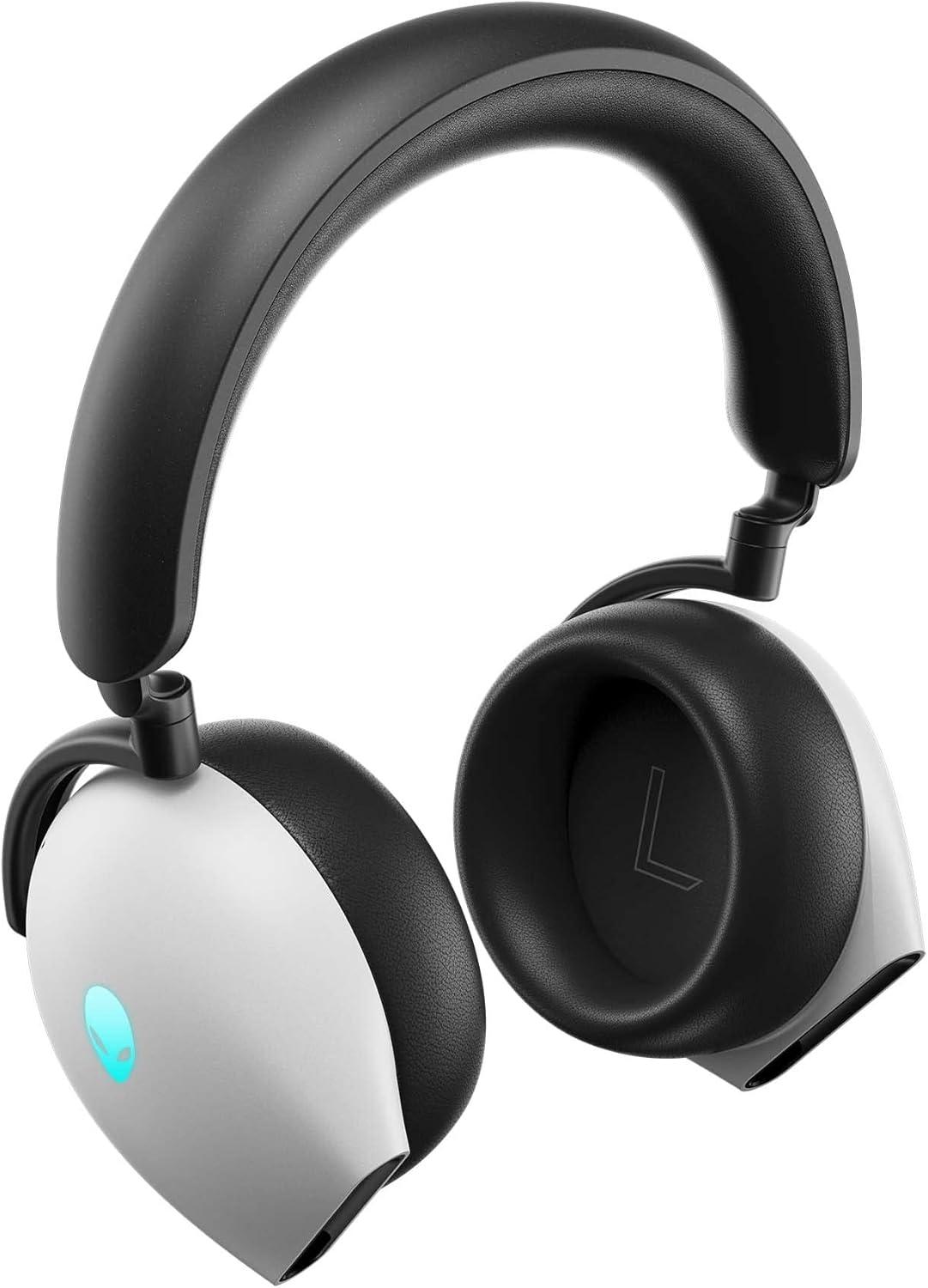 imageAlienware AW920H TriMode Wireless Gaming Headset  Dolby Atmos Virtual Surround Sound Active Noise Cancelling AIdriven NoiseCancelling microphone USBC Wireless Dongle  Lunar Light Large