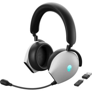 imageAlienware AW920H TriMode Wireless Gaming Headset  Dolby Atmos Virtual Surround Sound Active Noise Cancelling AIdriven NoiseCancelling microphone USBC Wireless Dongle  Lunar Light Large